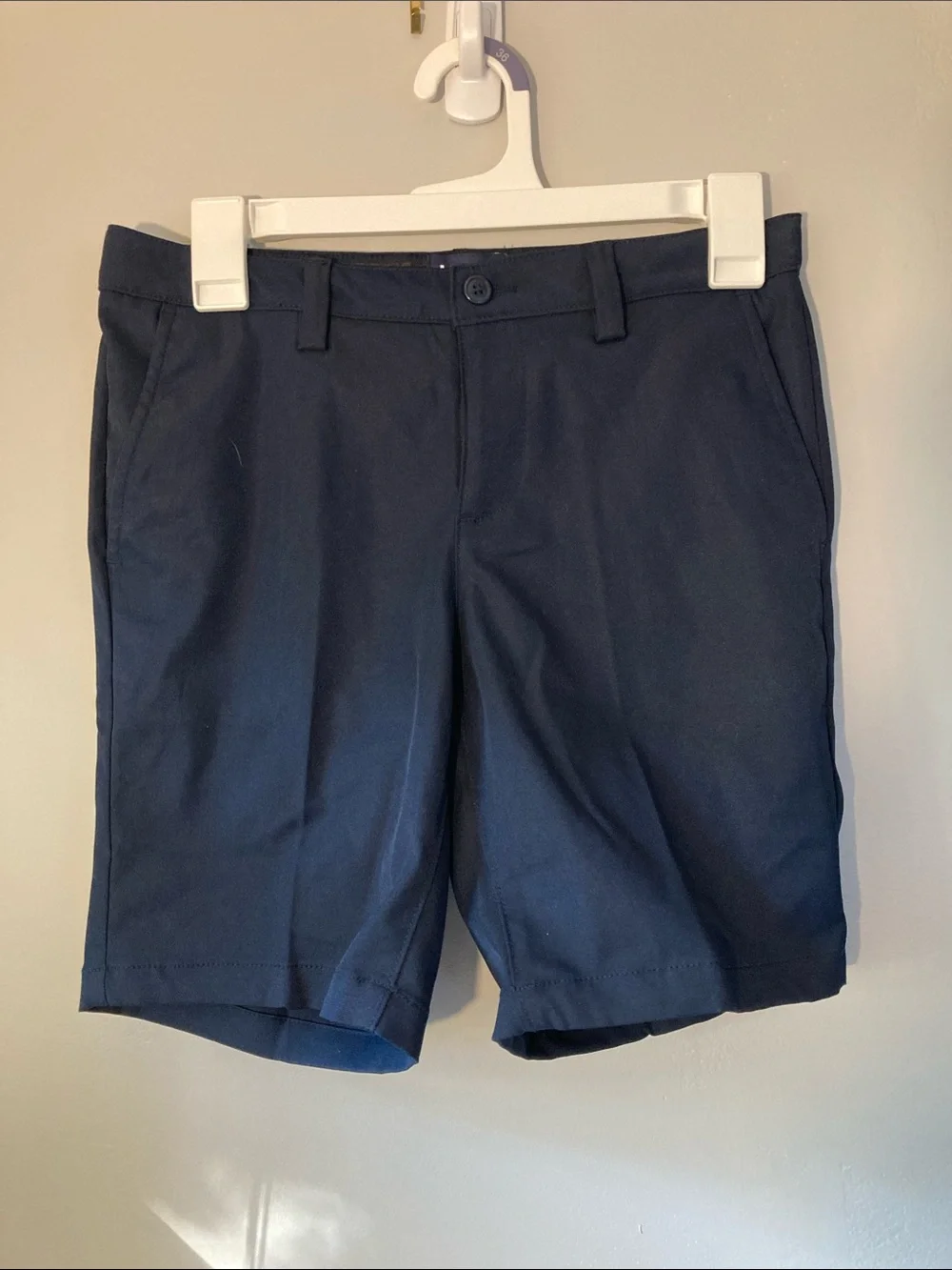 Lands' End Navy Shorts with Pink Waistband Trim